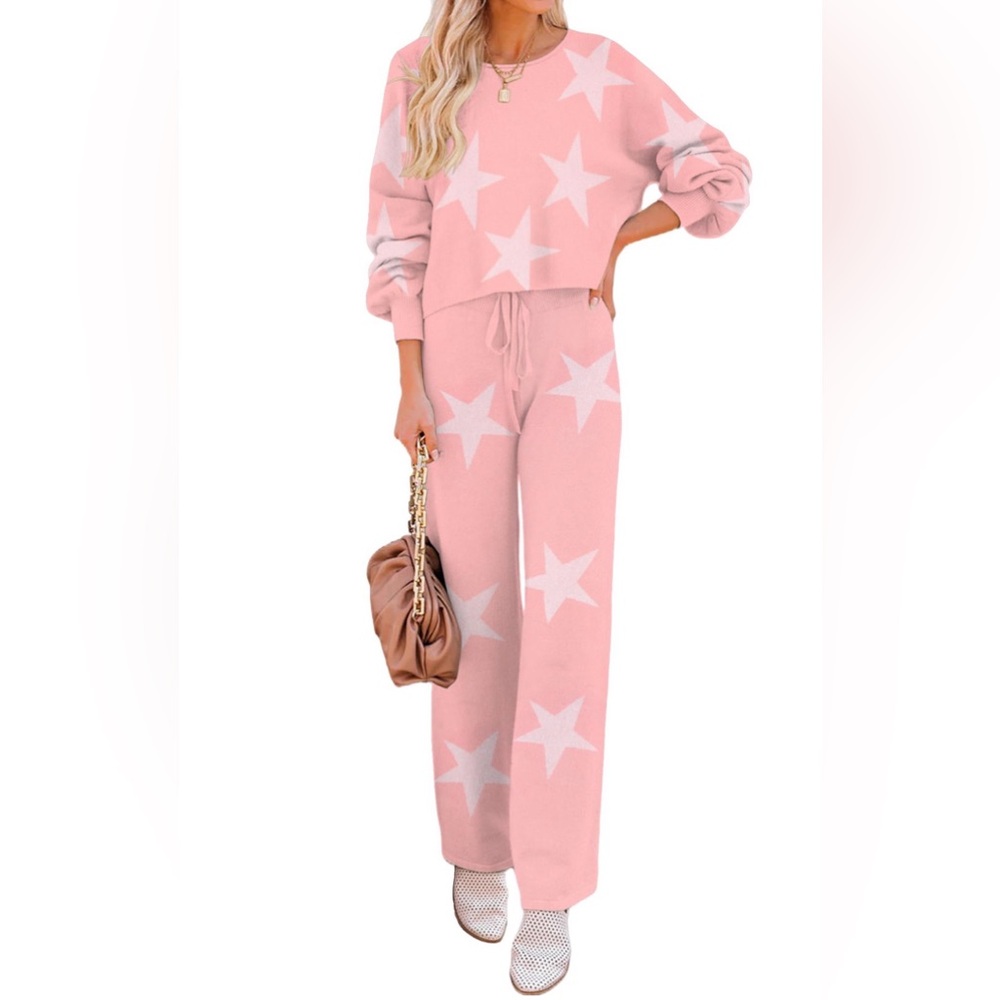Ekouaek Star Print Sweater And Pant Set
